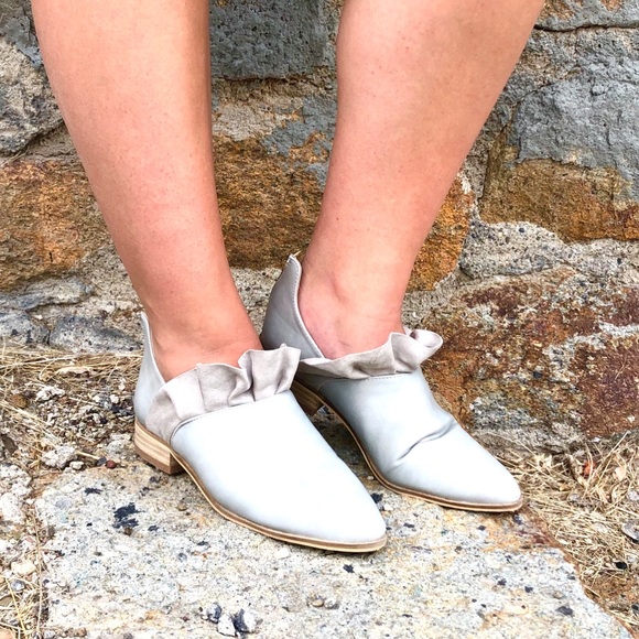 New! Grey Slip On Bootie with Ruffle and Zipper - Picture 6 of 13